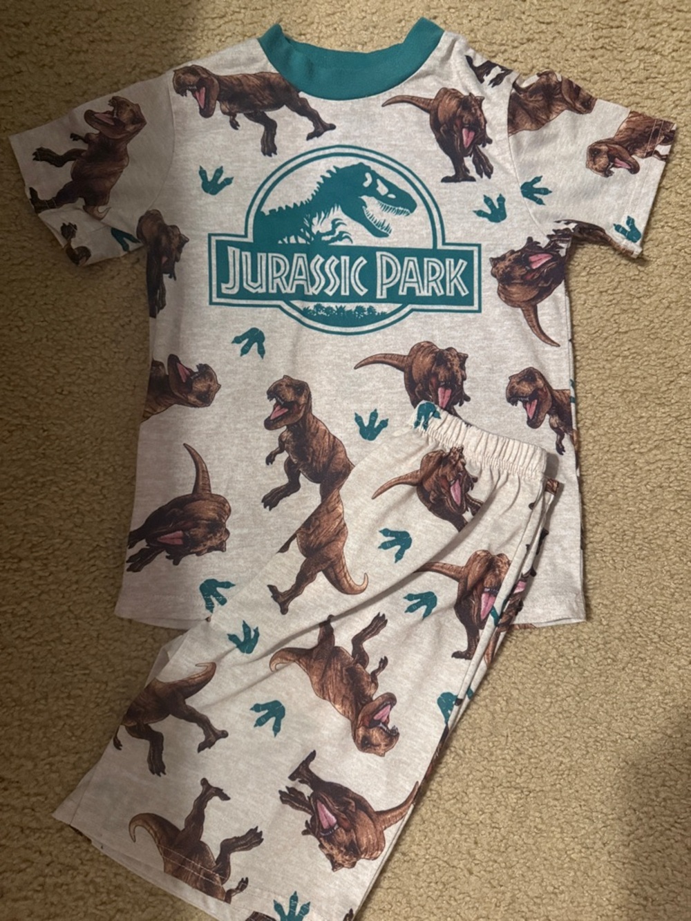 Jurassic Park Boys' Teal & Brown Dino Pajama Set - Picture 2 of 7